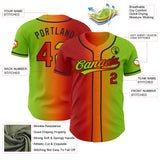 Custom Neon Green Red Bay Orange-Black Authentic Gradient Fashion Baseball Jersey