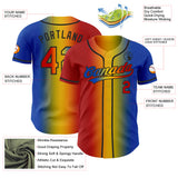 Custom Thunder Blue Red Yellow-Black Authentic Gradient Fashion Baseball Jersey