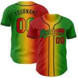 Custom Grass Green Red Yellow-Black Authentic Gradient Fashion Baseball Jersey