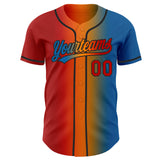 Custom Blue Red Bay Orange-Black Authentic Gradient Fashion Baseball Jersey