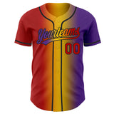 Custom Purple Red Yellow-Black Authentic Gradient Fashion Baseball Jersey
