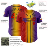 Custom Purple Red Yellow-Black Authentic Gradient Fashion Baseball Jersey