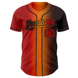 Custom Brown Red Bay Orange-Black Authentic Gradient Fashion Baseball Jersey