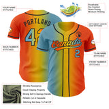 Custom Orange Shadow Blue Yellow-Black Authentic Gradient Fashion Baseball Jersey