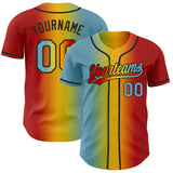 Custom Red Shadow Blue Yellow-Black Authentic Gradient Fashion Baseball Jersey