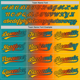 Custom Gold Teal Orange-Black Authentic Gradient Fashion Baseball Jersey