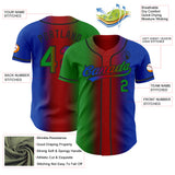 Custom Thunder Blue Grass Green Red-Black Authentic Gradient Fashion Baseball Jersey