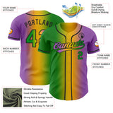 Custom Medium Purple Grass Green Yellow-Black Authentic Gradient Fashion Baseball Jersey