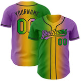 Custom Medium Purple Grass Green Yellow-Black Authentic Gradient Fashion Baseball Jersey