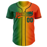 Custom Orange Kelly Green Yellow-Black Authentic Gradient Fashion Baseball Jersey