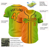 Custom Neon Green Bay Orange Yellow-Black Authentic Gradient Fashion Baseball Jersey