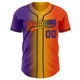Custom Orange Purple Gold-Black Authentic Gradient Fashion Baseball Jersey