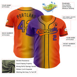 Custom Orange Purple Gold-Black Authentic Gradient Fashion Baseball Jersey