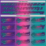 Custom Teal Purple Pink-Black Authentic Gradient Fashion Baseball Jersey