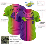 Custom Neon Green Purple Pink-Black Authentic Gradient Fashion Baseball Jersey