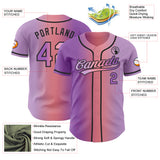 Custom Light Purple Medium Purple Medium Pink-Black Authentic Gradient Fashion Baseball Jersey