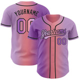 Custom Light Purple Medium Purple Medium Pink-Black Authentic Gradient Fashion Baseball Jersey