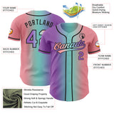 Custom Medium Pink Medium Purple Ice Blue-Black Authentic Gradient Fashion Baseball Jersey