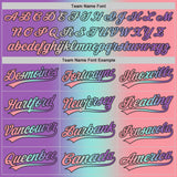 Custom Medium Pink Medium Purple Ice Blue-Black Authentic Gradient Fashion Baseball Jersey