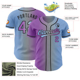 Custom Light Blue Medium Purple Gray-Black Authentic Gradient Fashion Baseball Jersey