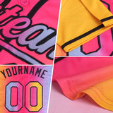 Custom Gold Light Purple Pink-Black Authentic Gradient Fashion Baseball Jersey