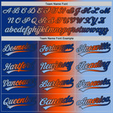 Custom Light Blue Royal Orange-Black Authentic Gradient Fashion Baseball Jersey