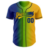 Custom Gold Royal Neon Green-Black Authentic Gradient Fashion Baseball Jersey