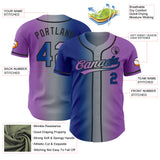 Custom Medium Purple Royal Gray-Black Authentic Gradient Fashion Baseball Jersey