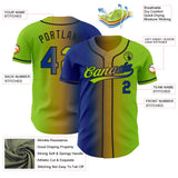 Custom Neon Green Royal Old Gold-Black Authentic Gradient Fashion Baseball Jersey