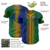 Custom Kelly Green Royal Old Gold-Black Authentic Gradient Fashion Baseball Jersey