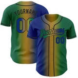 Custom Kelly Green Royal Old Gold-Black Authentic Gradient Fashion Baseball Jersey