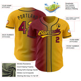 Custom Gold Maroon Old Gold-Black Authentic Gradient Fashion Baseball Jersey