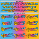 Custom Gold Sky Blue Pink-Black Authentic Gradient Fashion Baseball Jersey