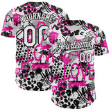 Custom Graffiti Pattern White-Black 3D Authentic Baseball Jersey