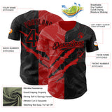 Custom Graffiti Pattern Black-Red 3D Scratch Authentic Baseball Jersey
