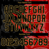 Custom Graffiti Pattern Black Red-Old Gold 3D Scratch Authentic Baseball Jersey