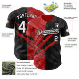 Custom Graffiti Pattern White Black-Red 3D Scratch Authentic Baseball Jersey
