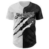 Custom Graffiti Pattern Black-White 3D Scratch Authentic Baseball Jersey