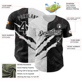 Custom Graffiti Pattern Black-White 3D Scratch Authentic Baseball Jersey