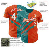 Custom Graffiti Pattern White Orange-Teal 3D Scratch Authentic Baseball Jersey