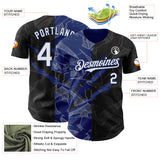 Custom Graffiti Pattern White Black-Royal 3D Scratch Authentic Baseball Jersey