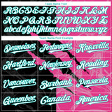 Custom Graffiti Pattern White Black Pink-Aqua 3D Scratch Authentic Baseball Jersey