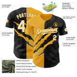Custom Graffiti Pattern White Black-Gold 3D Scratch Authentic Baseball Jersey