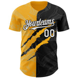 Custom Graffiti Pattern White Black-Gold 3D Scratch Authentic Baseball Jersey