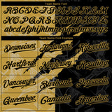 Custom Graffiti Pattern Black-Old Gold 3D Scratch Authentic Baseball Jersey