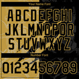 Custom Graffiti Pattern Black-Old Gold 3D Scratch Authentic Baseball Jersey