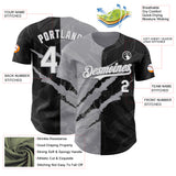 Custom Graffiti Pattern White Black-Gray 3D Scratch Authentic Baseball Jersey
