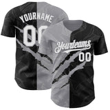 Custom Graffiti Pattern White Black-Gray 3D Scratch Authentic Baseball Jersey