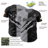 Custom Graffiti Pattern Black-Gray 3D Scratch Authentic Baseball Jersey