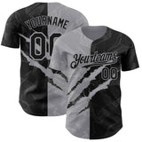 Custom Graffiti Pattern Black-Gray 3D Scratch Authentic Baseball Jersey